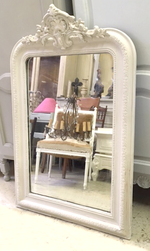 french antique crested tall mirror